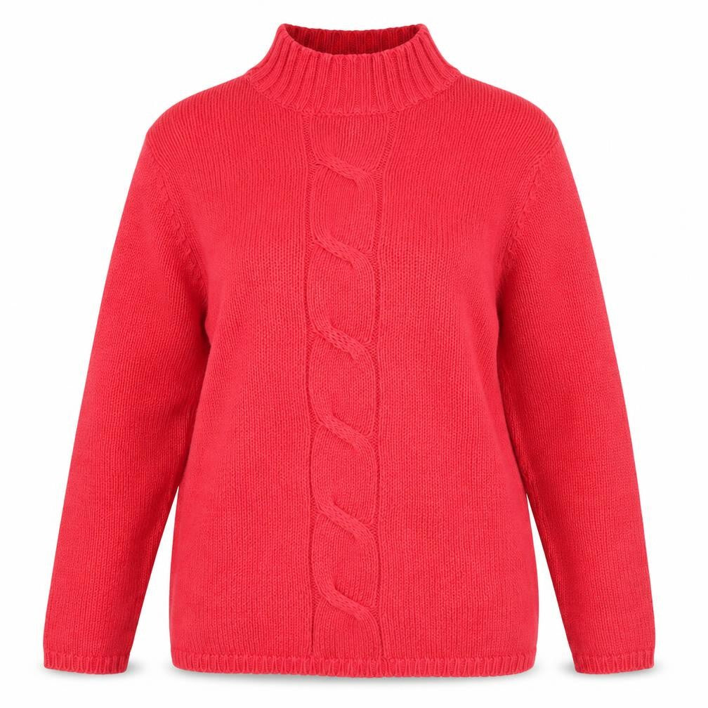 BH Women's Red Cable-Knit Pullover Jumper Size 10