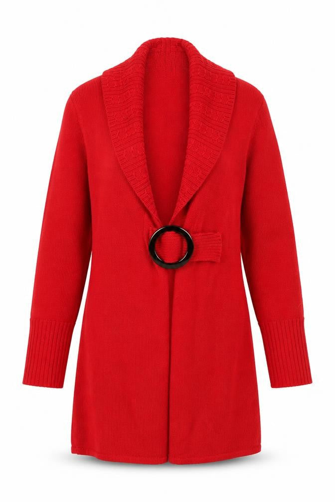 Kaleidoscope Women's Red Cowl Neck Cardigan Size 10