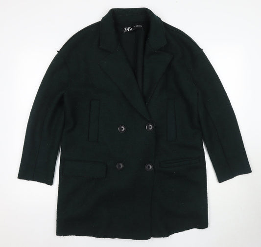 Zara Women's Black Pea Coat Size 6 Wool Blend Long