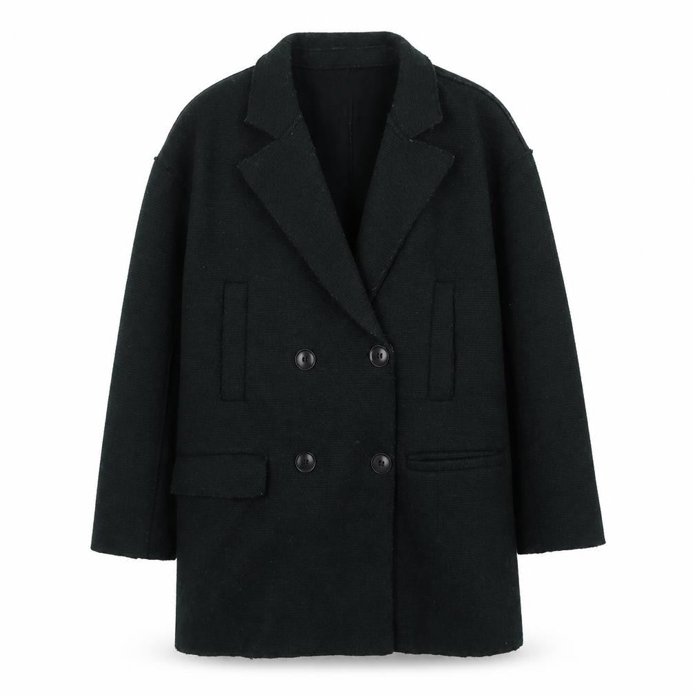 Zara Women's Black Pea Coat Size 6 Wool Blend Long
