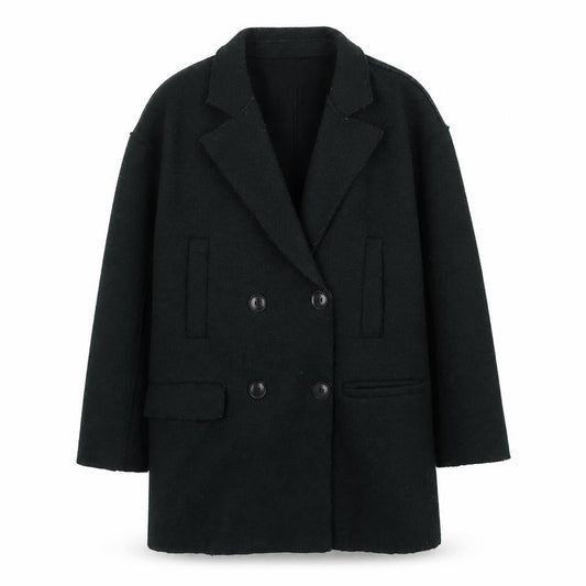 Zara Women's Black Pea Coat Size 6 Wool Blend Long