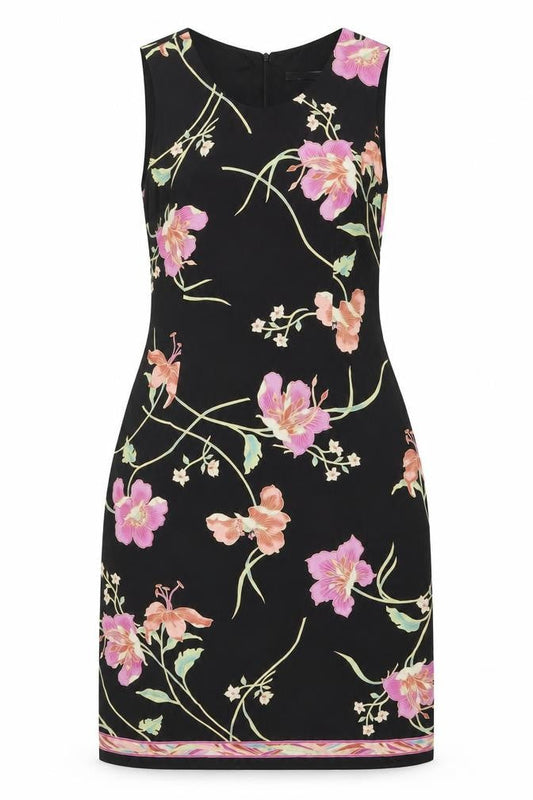 Caroll Women's Black Floral Shift Dress Size 10