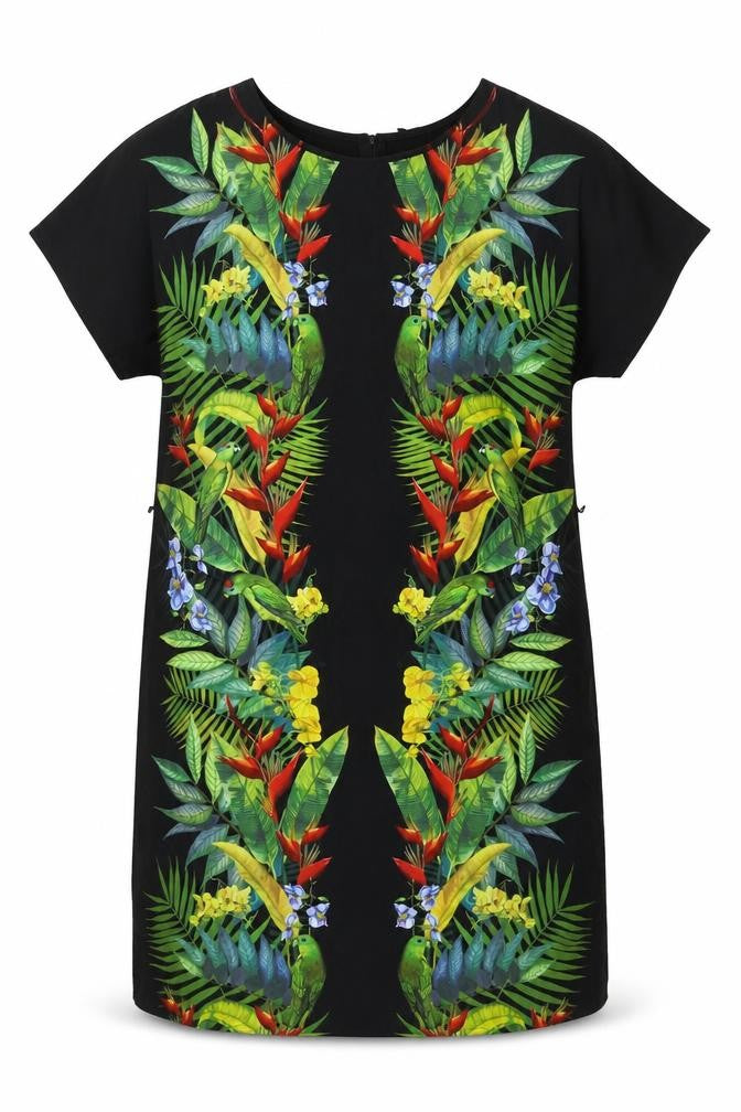 Oasis Women's Black Floral Shift Dress Size 10