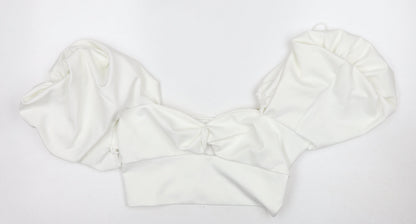 Additional front view of ASOS Women's White Off the Shoulder Blouse, size 10