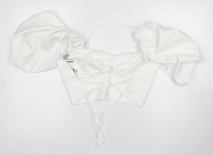 Back view of ASOS Women's White Off the Shoulder Blouse, size 10