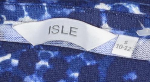ISLE Women's Blue Floral Long Sleeve High Neck Jersey Top