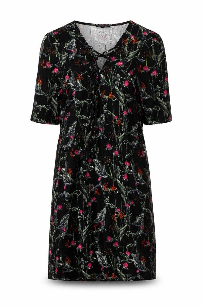 Topshop Women's Floral Black Dress - Size 6, Half Sleeves