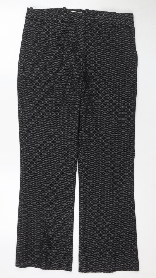 H&M Women's Black Geometric Trousers Size 12