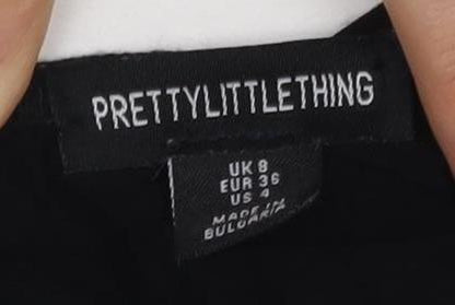 PRETTYLITTLETHING Women's Black Slip Dress Size 8