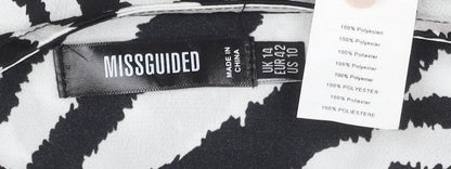 Close-up detail of Missguided Women's Black Kimono Blouse, UK 14