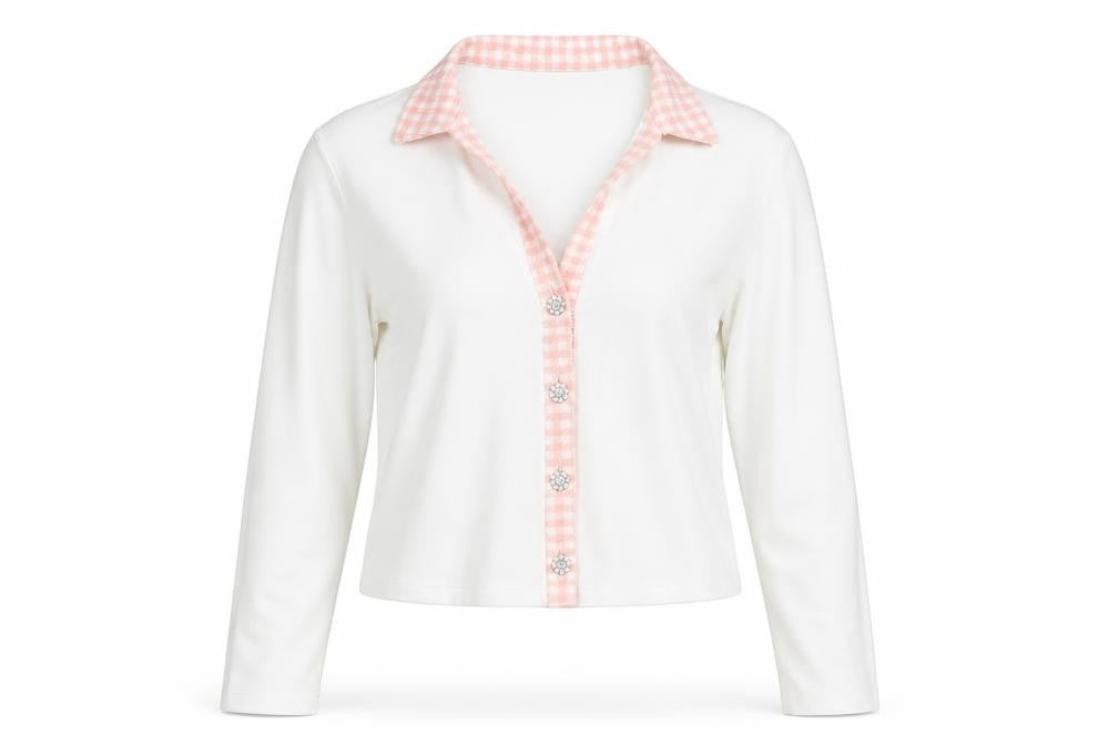 River Island Women's White Long Sleeve Button-Up Top