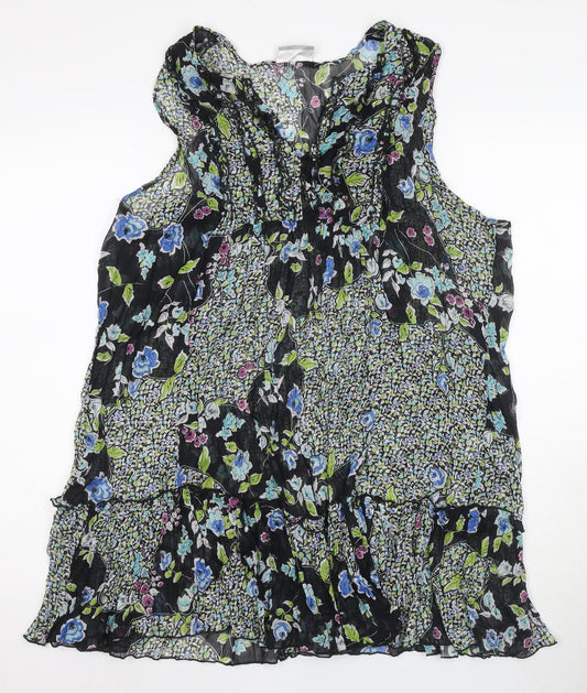 Worthington Women's Black Floral Tunic Blouse XL
