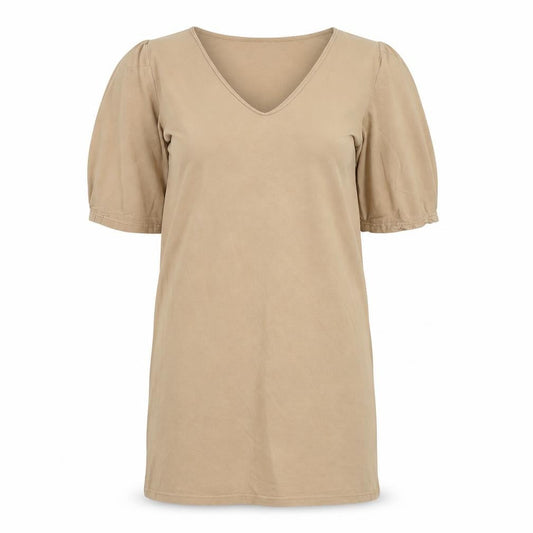 Zara Women's Beige V-Neck Puff Sleeve Dress XS