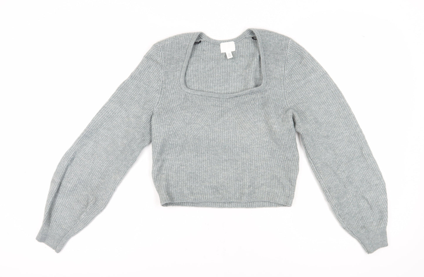 H&M Women's Grey Square Neck Jumper, Size S