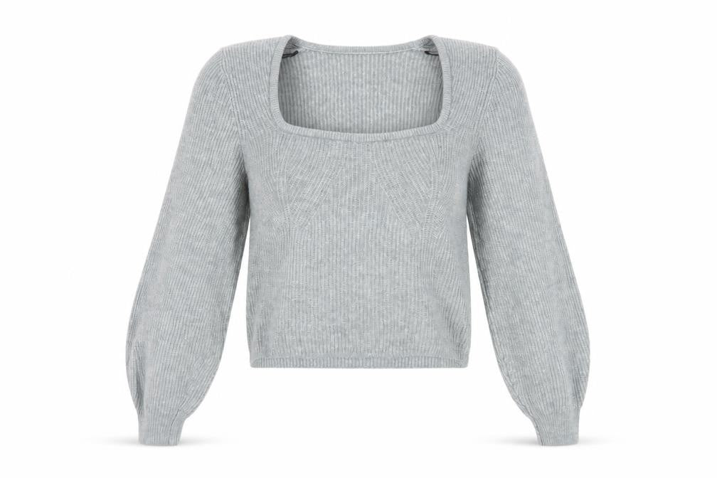 H&M Women's Grey Square Neck Jumper, Size S