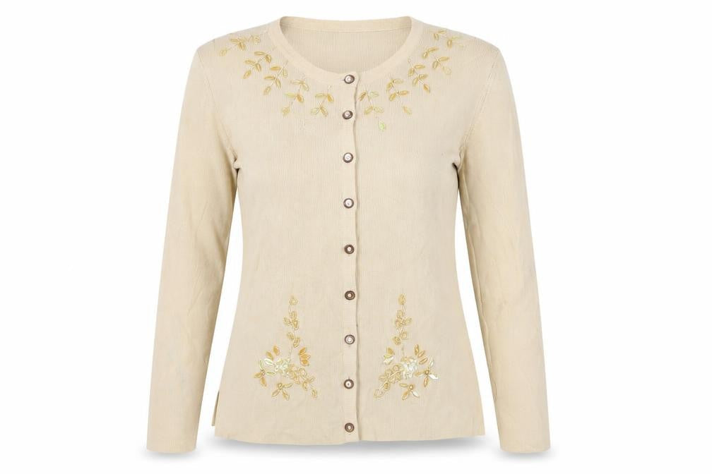 Nucci Women's Beige Cardigan L Embroidered Knit