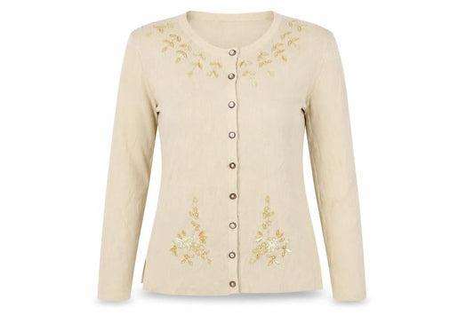 Nucci Women's Beige Cardigan L Embroidered Knit