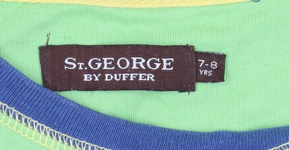 Brand and care label for St. George by Duffer boys’ green graphic t-shirt 7-8 years
