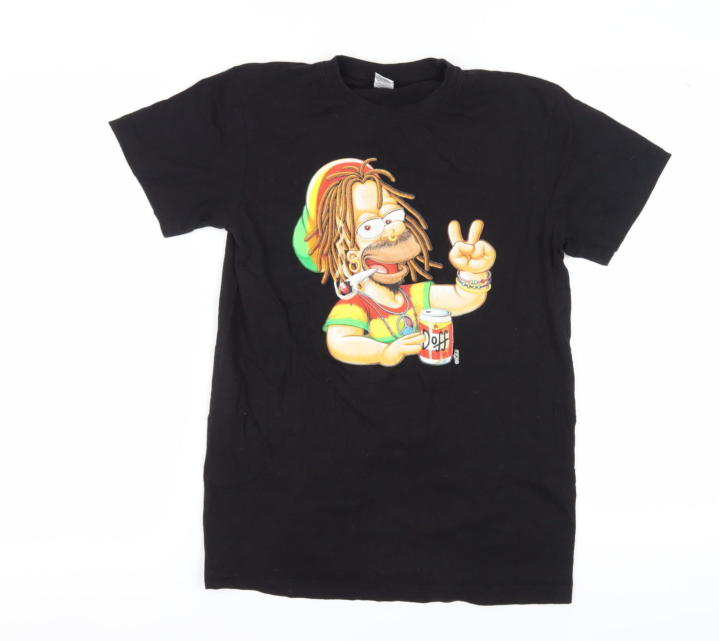 Teemania Black Cartoon T-Shirt, M Unisex Adults
