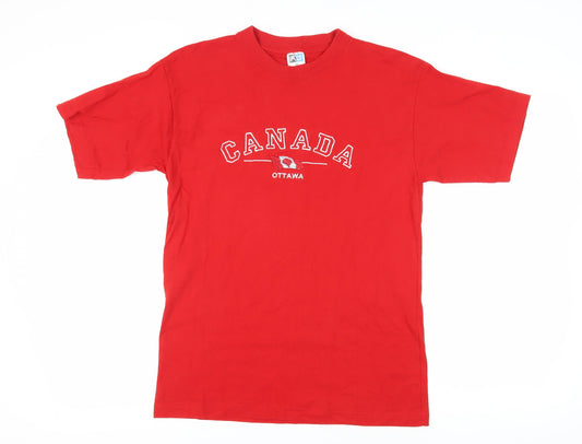 Ad Men's Red Medium 'Canada' Crew Neck T-Shirt