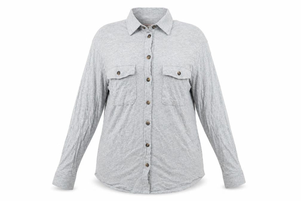 Boden Women's Grey Button-Up Long Sleeve Shirt