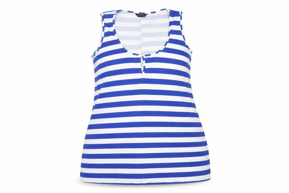 Marina Kaneva Women's Blue Plus Size Striped Tank Top