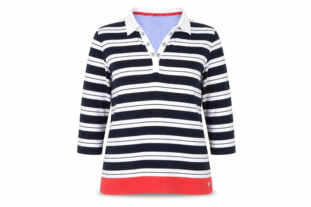 Maine Women's Multicoloured Striped Polo Shirt