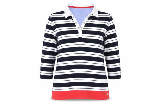 Front view of Maine New England Women's Multicoloured Striped Polo Shirt