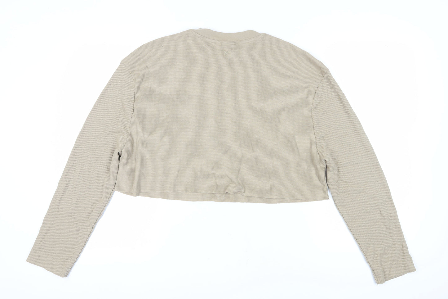 Collusion Women's Beige Cropped Long Sleeve T-Shirt