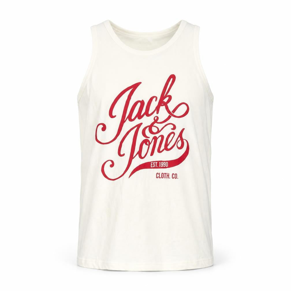 Jack & Jones Men's White Sleeveless Logo T-Shirt, Size S