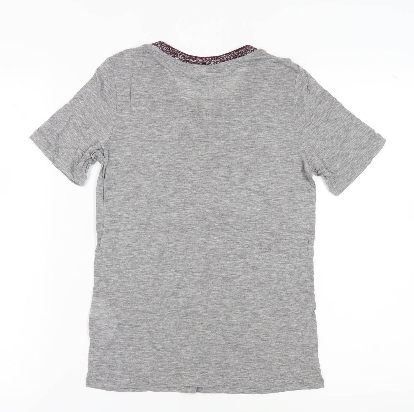 ICHI Women's Grey Basic T-Shirt, Size S, Crew Neck