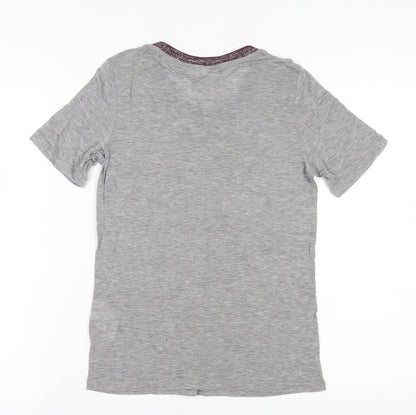 Back view of ICHI Women's Grey Basic T-Shirt, size S, Crew Neck