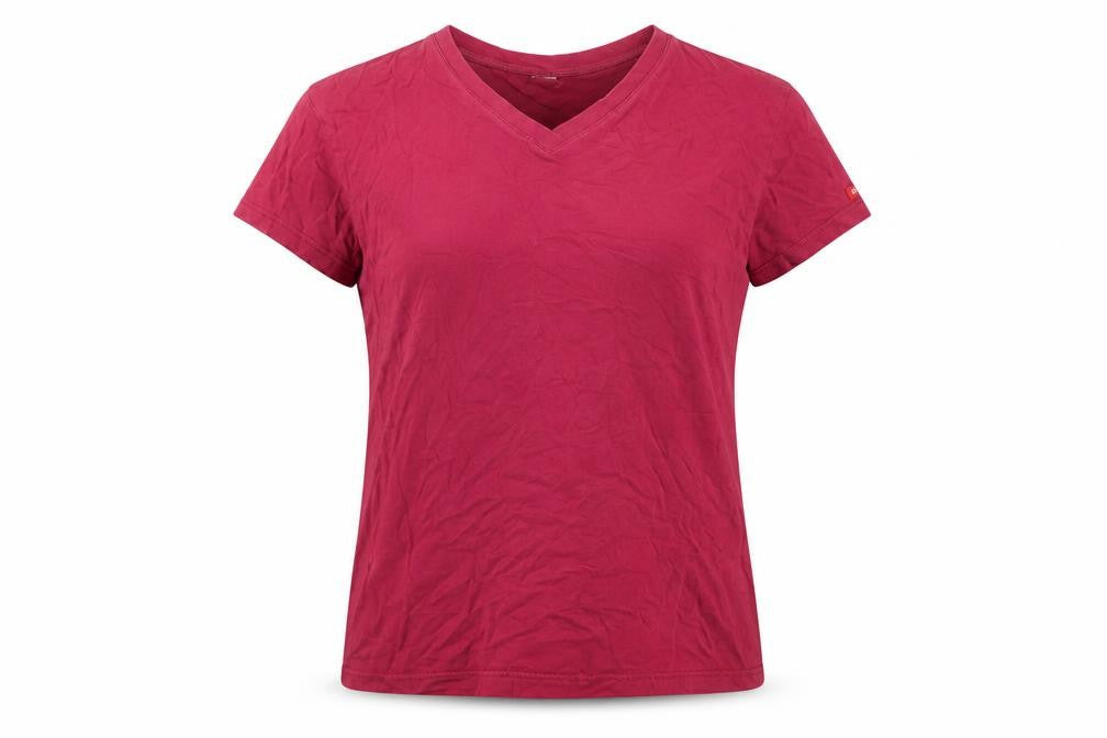 DKNY Women's Red V-Neck T-Shirt - Medium