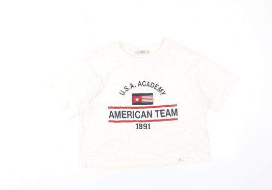 Pull&Bear Unisex White T-Shirt M Casual Crew Neck