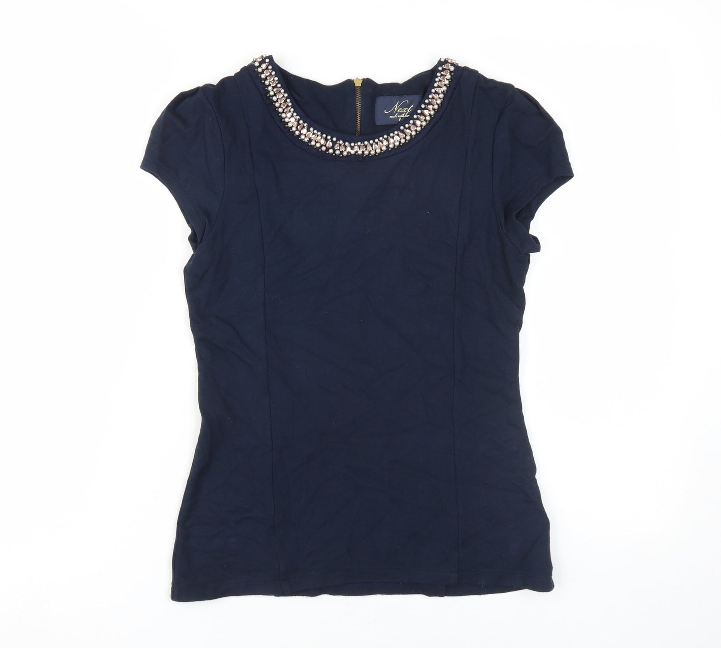 Next Women's Blue Beaded Blouse UK 8