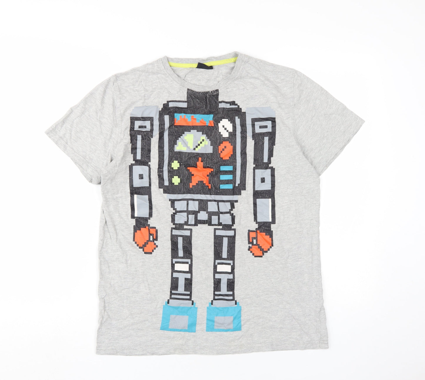 Next Boys Grey Robot T-Shirt, Age 15, Casual Cotton Graphic