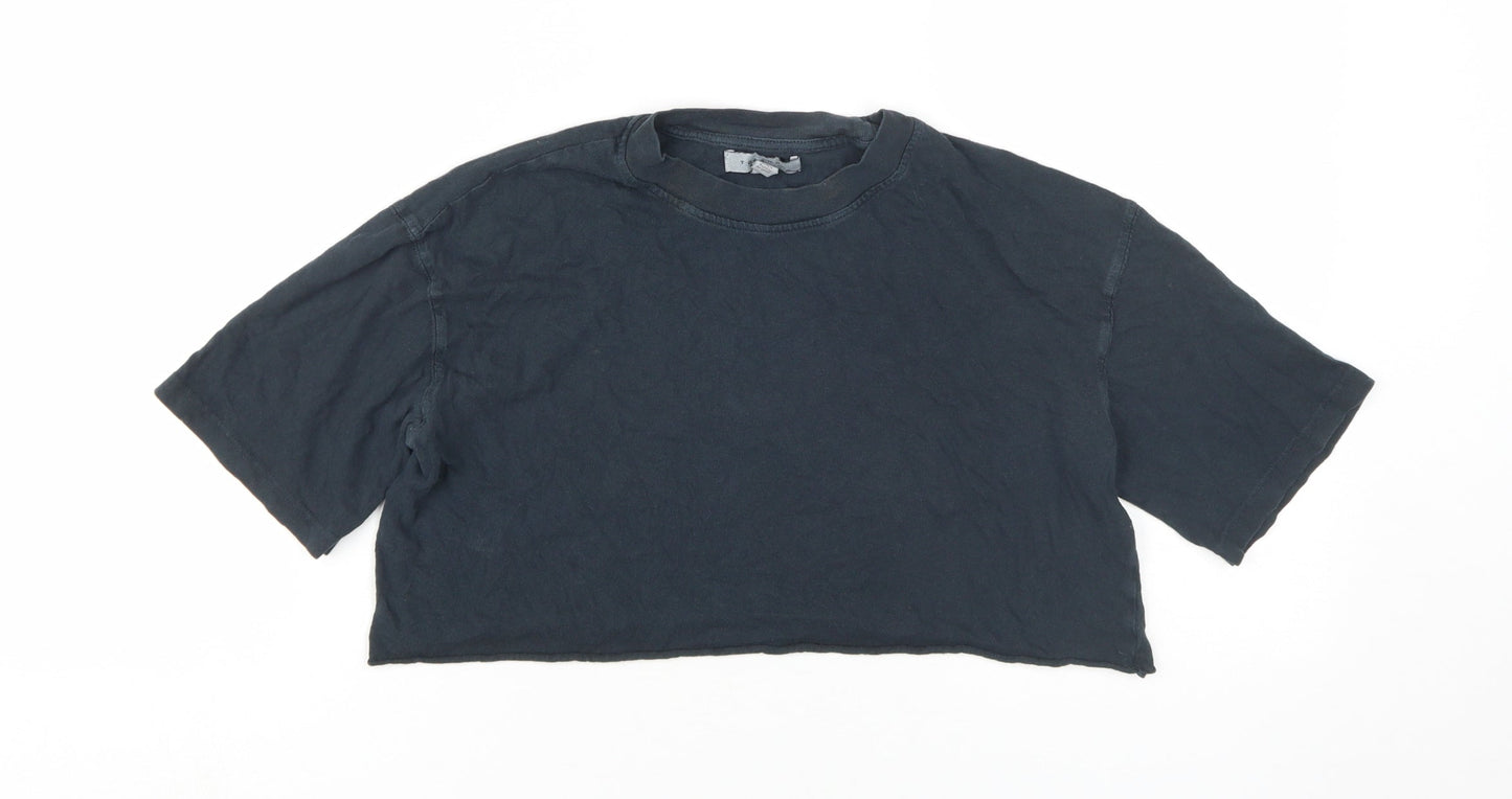 Topshop Women’s Black Cropped T-Shirt, Size 8