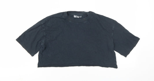 Topshop Women’s Black Cropped T-Shirt, Size 8