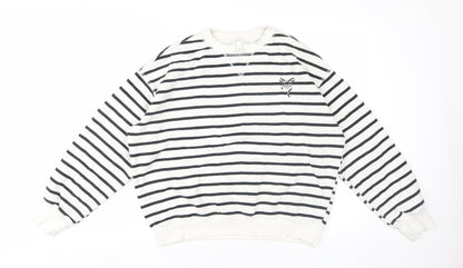 H&M Womens Striped Pullover Sweatshirt M, Black/White