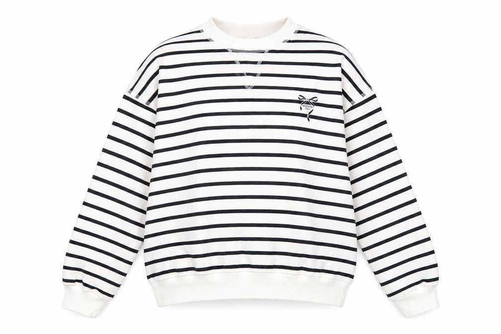H&M Unisex Striped Pullover Sweatshirt M, Black/White
