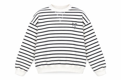H&M Womens Striped Pullover Sweatshirt M, Black/White