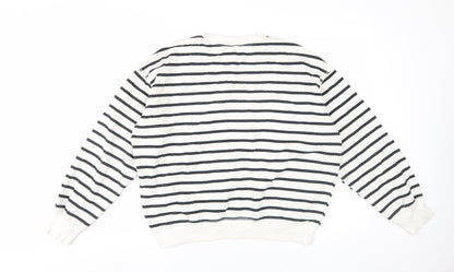 H&M Womens Striped Pullover Sweatshirt M, Black/White