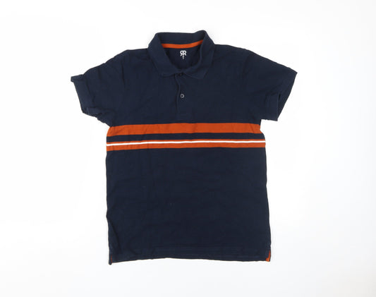 La Redoute Boys Blue Striped Polo Shirt M Casual Cotton