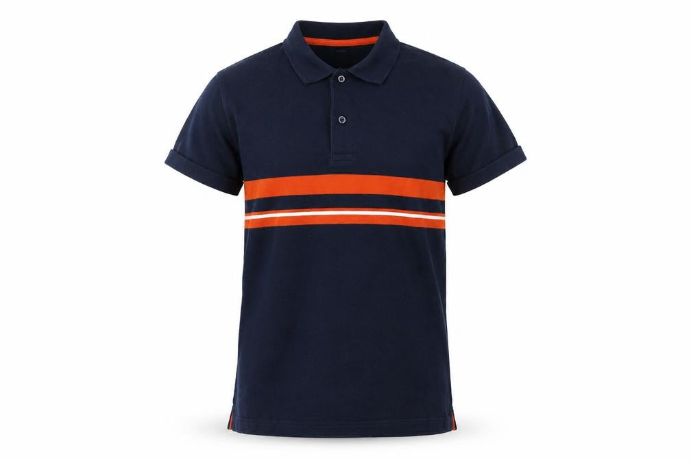 La Redoute Boys Blue Striped Polo Shirt M Casual Cotton