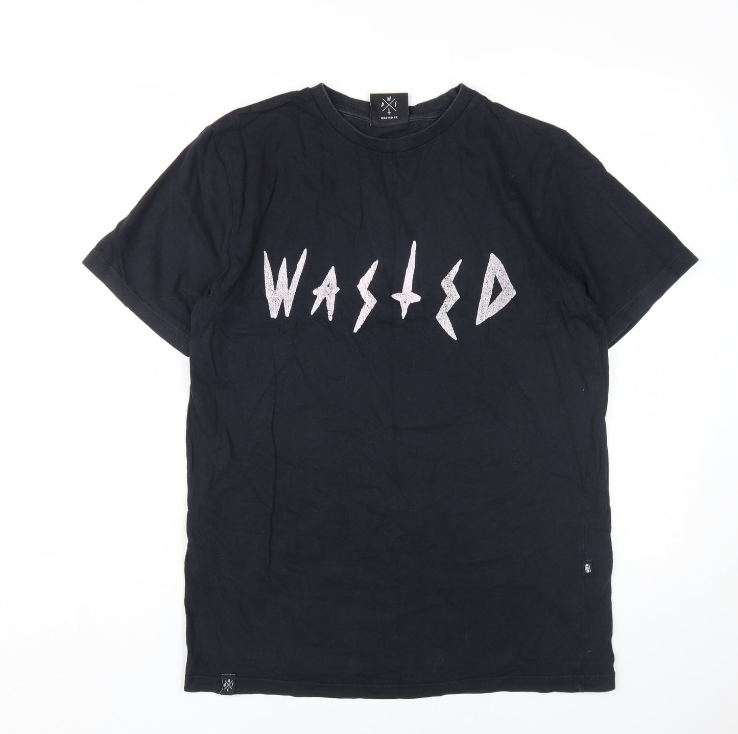 Wasted Men’s Black Graphic Cotton Crew Neck T-Shirt M