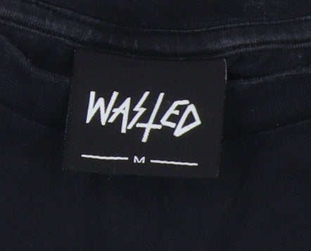 Wasted Men’s Black Graphic Cotton Crew Neck T-Shirt M