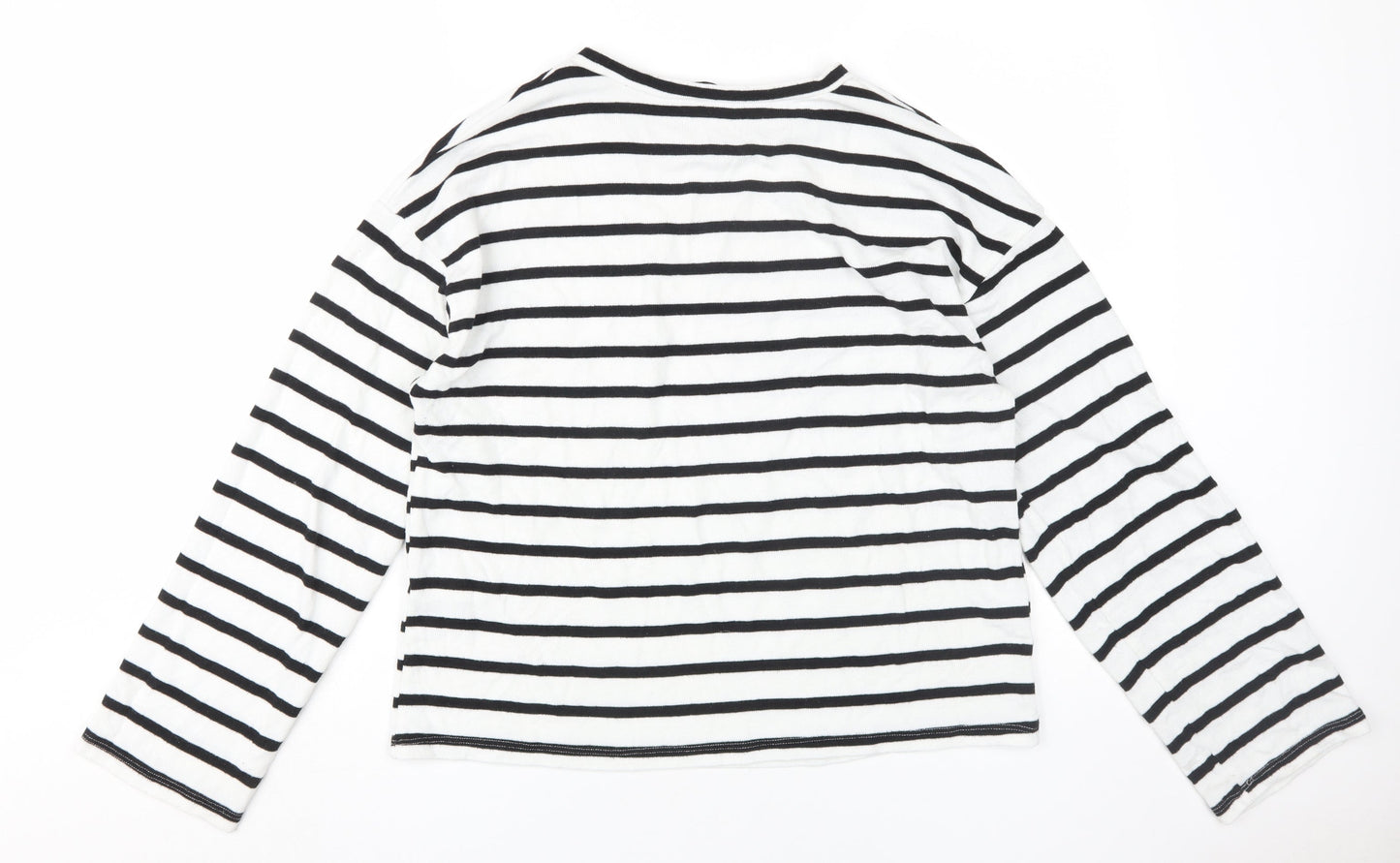 Zara Women's Black Striped Long Sleeve T-Shirt, Size 12