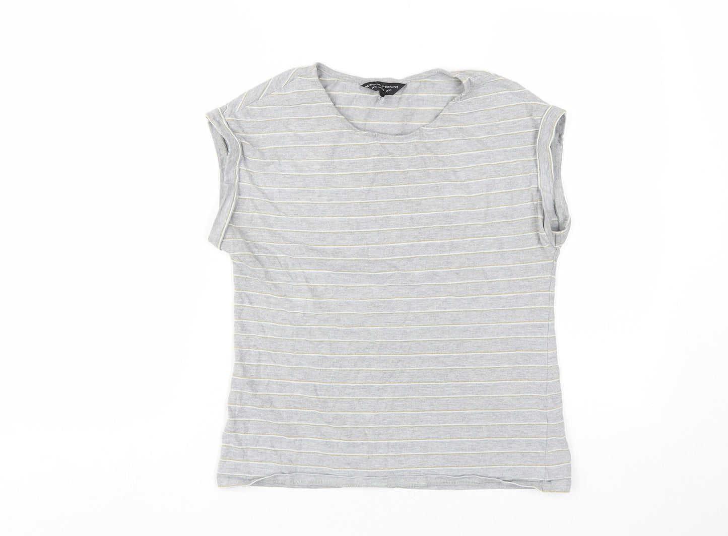Dorothy Perkins Grey Striped Women's Size 10 T-Shirt