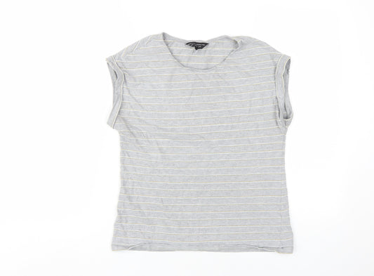 Dorothy Perkins Grey Striped Women's Size 10 T-Shirt