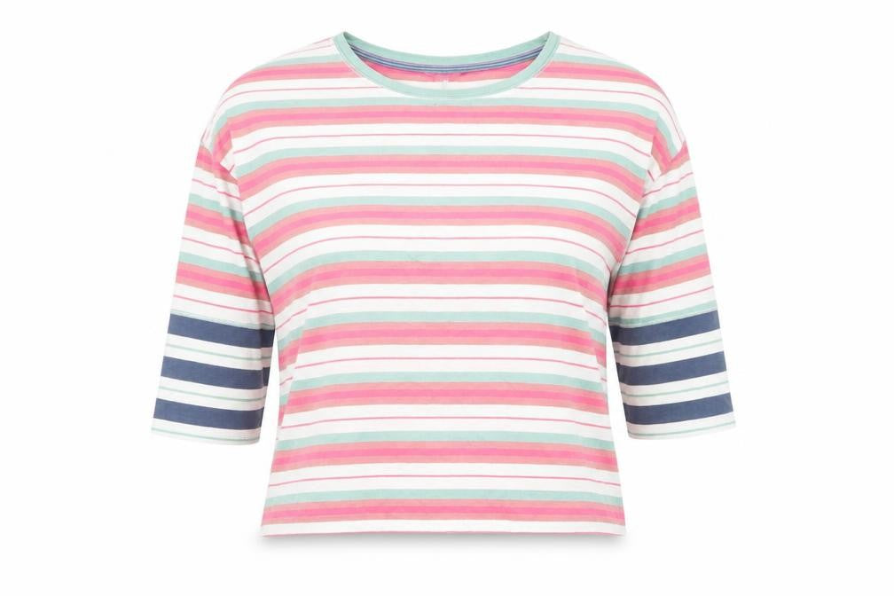 White Stuff Women's Multicoloured Cotton Striped T-Shirt Size 10